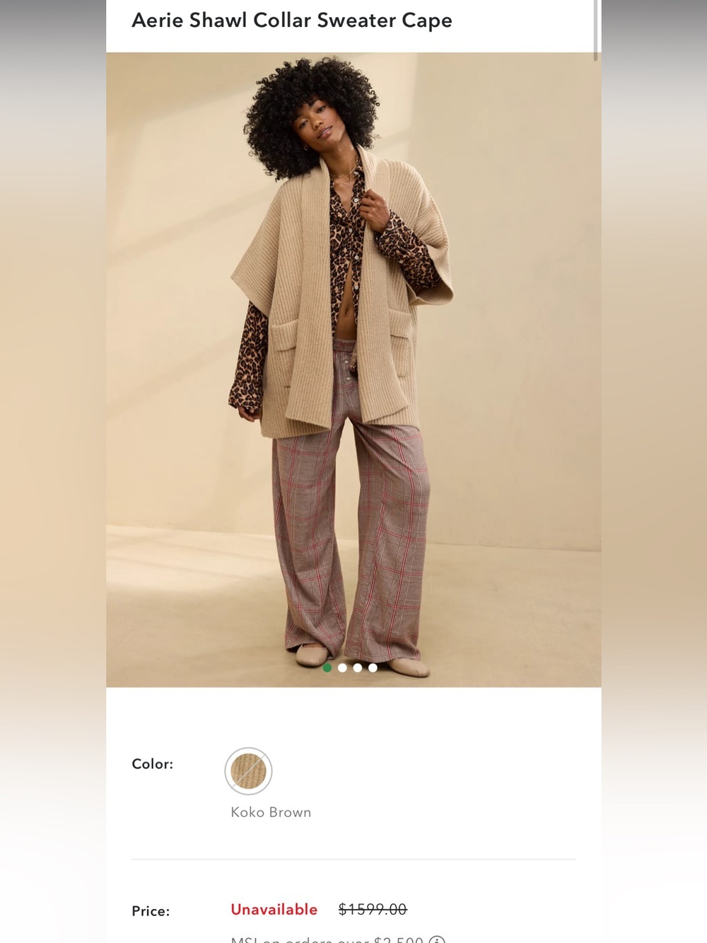 aerie Oversized Open-Front Cardigan in Camel Brown - Picture 5 of 5